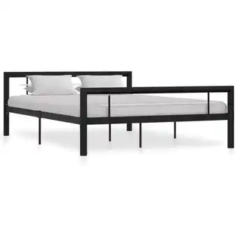 ManoMano Bettgestell Doppelbett Bett für Schlafzimmer Schwarz und Weiß Metall 140×200 cm DE45992 - Schwarz Angebot