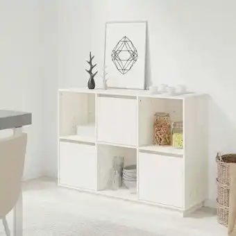 ManoMano Sideboard Kommode Weiß für Wohnzimmer - Schrank Anrichte 110,5x35x80 cm Massivholz Kiefer -FV58699 - Weiß Angebot