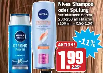 Hit Nivea Shampoo oder Spülung 200-250ml Angebot