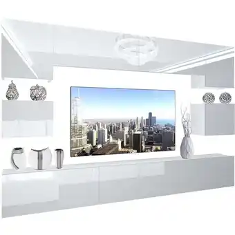 ManoMano BELINI Wohnwand Vollausstattung Wohnzimmer-Set Moderne Schrankwand mit LED-Beleuchtung Anbauwand TV-Schrank Weiß Angebot