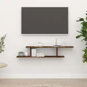 ManoMano TV-Wandregal,Wandboard,Hängeregal für Wohnzimmer, Schlafzimmer, Flur, Badezimmer Räuchereiche 125x18x23 cm Holzwerkstoff DTHF Angebot