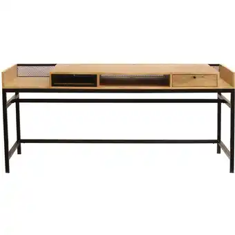 ManoMano Miliboo - Design-Schreibtisch aus Mangoholz und Metall Schwarz L180 cm rack - Holz hell / Schwarz Angebot