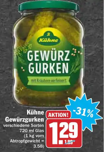 Hit Kühne Gewürzgurken 720ml Angebot