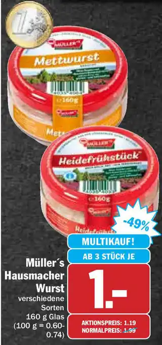 Hit Müller's Hausmacher Wurst 160g Angebot