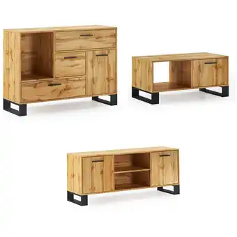 ManoMano Loft Set mit Buffet/Sideboard, Couchtisch, TV-Schrank, Beistellmöbel, Wohnzimmermöbel - multicolor - Skraut Home Angebot