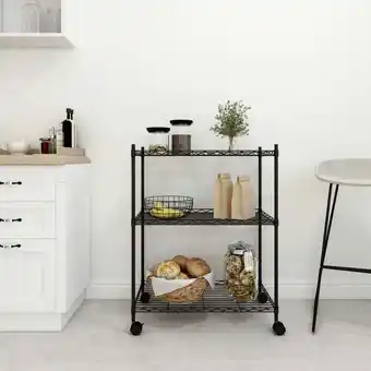 ManoMano Maisonchic - Lagerregal,Werkstattregale,Standregal mit 3 Böden und Rollen 60x35x81 cm Schwarz 150 kg VMEC398002 Angebot