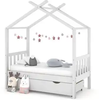 ManoMano Komfortables Kinderbett mit Schublade,Einzelbett im Zimmer Weiß Massivholz Kiefer 70x140 cm -BVE36521 - Weiß Angebot