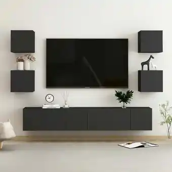 ManoMano 7-tlg. TV-Möbel TV-Lowboard,TV-Schrank-Set für Wohnzimmer TV-Wandschränke Schwarz Holzwerkstoff Maisonchic 56222 - Schwarz Angebot