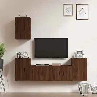 ManoMano 5-tlg. TV-Schrank-Set TV-Lowboards für Wohnzimmer TV-Möbel Braun Eichen-Optik Holzwerkstoff FRJR510334 Maisonchic Angebot