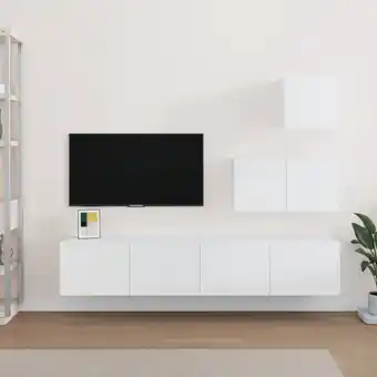 ManoMano 4-tlg. TV-Schrank-Set TV-Lowboards für Wohnzimmer TV-Möbel Weiß Holzwerkstoff FRJR326554 Maisonchic Angebot