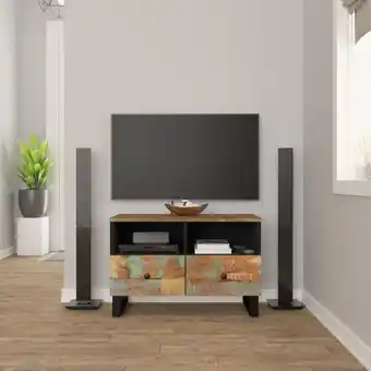 ManoMano Moderne TV-Möbel, TV-Lowboard TV-Schrank für das Wohnzimmer 70x33x46 cm Altholz Massiv -FV19805 - Schwarz Angebot