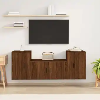 ManoMano 3-tlg. TV-Schrank-Set TV-Lowboards für Wohnzimmer TV-Möbel Braun Eichen-Optik Holzwerkstoff DE73991 - Braun Angebot