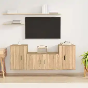 ManoMano 3-tlg. TV-Schrank-Set TV-Lowboards für Wohnzimmer TV-Möbel Sonoma-Eiche Holzwerkstoff DE20633 - Braun Angebot