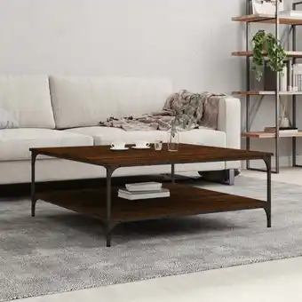 ManoMano Bonnevie - Couchtisch,Sofatisch Kaffeetisch, Wohnzimmertisch im Industrie-Design Braun Eichen-Optik 100x100x40 cm Holzwerksto Angebot