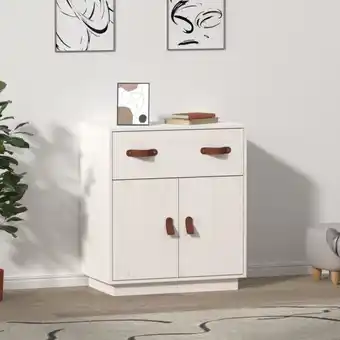 ManoMano Sideboard Kommode für Wohnzimmer Küche Weiß 65,5x40x75 cm Massivholz Kiefer DE30336 - Weiß Angebot