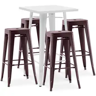 ManoMano Pack Weißer Hockertisch & 4 Barhocker Industriedesign - Metall - Metall - Neuauflage - Bistrot Stylix Bronze - - Bronze Angebot