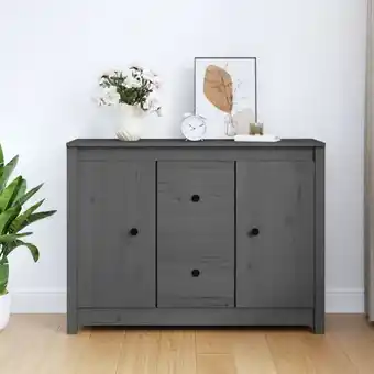 ManoMano Sideboard Kommode für Wohnzimmer Küche Grau 100x35x74 cm Massivholz Kiefer DE69334 - Grau Angebot