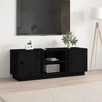 ManoMano TV-Lowboard für Wohnzimmer tv Schrank TV-Möbel Schwarz 110x35x40,5 cm Massivholz Kiefer DE41691 - Schwarz Angebot