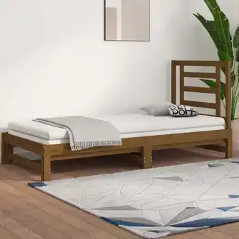 ManoMano Tagesbett Ausziehbar,Doppelbett,Gästebett,Jugendbett für Gästezimmer Schlafzimmer Honigbraun 2x(90x200) cm Massivholz Kiefer  Angebot