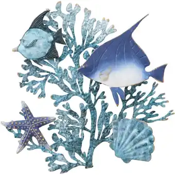 ManoMano Signes Grimalt - Wall Adorno Fish Applices Metall Blau Metall auftragen - 49x48x3cm - Azul Angebot