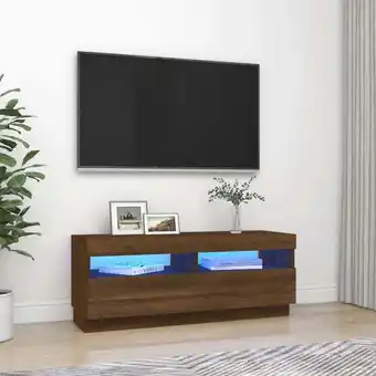 ManoMano Bonnevie - Moderne TV-Möbel, TV-Lowboard mit LED-Leuchten, TV-Schrank für das Wohnzimmer Braun Eichen-Optik 100x35x40 cm -FV7 Angebot