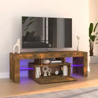 ManoMano TV-Lowboard für Wohnzimmer tv Schrank TV-Möbel mit LED-Leuchten Räuchereiche 120x35x40 cm DE82404 - Braun Angebot