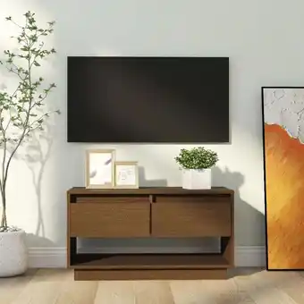 ManoMano Maisonchic - TV-Lowboard für Wohnzimmer tv Schrank TV-Möbel Honigbraun 74x34x40 cm Massivholz Kiefer DE22794 - Braun Angebot