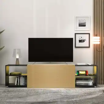 ManoMano TV-Schrank - Kommt mit 16 verschiedenfarbigen LEDs und einer ausziehbaren Tischplatte, Beistelltisch - 1803850cm Angebot