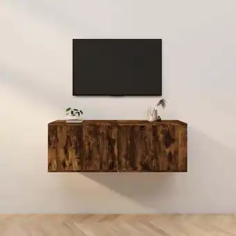 ManoMano 2 Stk. TV-Möbel, TV-Lowboards - TV-Schränke für das Wohnzimmer,TV-Wandschränke Räuchereiche 57x34,5x40 cm -FV90667 - Braun Angebot