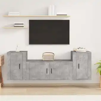 ManoMano 3-tlg. TV-Schrank-Set, TV-Lowboard, tv Möbel, Fernsehschrank Moderner Stil Betongrau Holzwerkstoff NMKS25171 Maisonchic Angebot