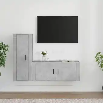 ManoMano 2-tlg. TV-Schrank-Set TV-Lowboards für Wohnzimmer TV-Möbel Betongrau Holzwerkstoff FRJR611626 Maisonchic Angebot