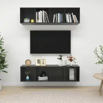 ManoMano 2 Stk. TV-Möbel, TV-Lowboards - TV-Schränke für das Wohnzimmer,TV-Wandschränke Hochglanz-Grau Holzwerkstoff -FV44693 - Grau Angebot