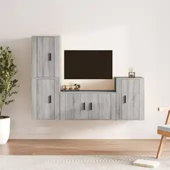 ManoMano 4-tlg. TV-Schrank-Set TV-Lowboards für Wohnzimmer TV-Möbel Grau Sonoma Holzwerkstoff FRJR792082 Maisonchic Angebot