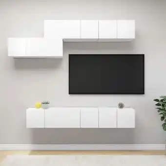 ManoMano 7-tlg. TV-Möbel TV-Lowboard,TV-Schrank-Set für Wohnzimmer TV-Wandschränke Weiß Holzwerkstoff -MaisonChic47168 - Weiß Angebot