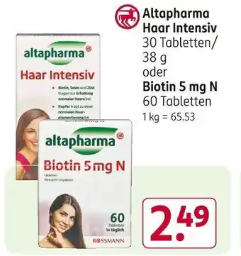 Rossmann Altapharma Haar Intensiv 30 Tabletten/ 38 g oder Biotin 5 mg N Angebot