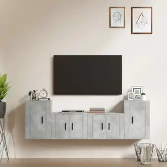 ManoMano 4-tlg. TV-Schrank-Set, TV-Lowboard, TV Möbel, Fernsehschrank Moderner Stil Betongrau Holzwerkstoff NMKS96757 MaisonChic Angebot