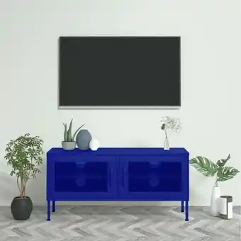 ManoMano Moderne TV-Möbel, TV-Lowboard TV-Schrank für das Wohnzimmer Marineblau 105x35x50 cm Stahl -FV53668 - Blau Angebot