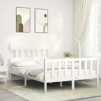 ManoMano Massivholzbett mit Kopfteil, Doppelbett, Schlafzimmerbett, Bettgestell Weiß LLLA243982 Maisonchic Angebot