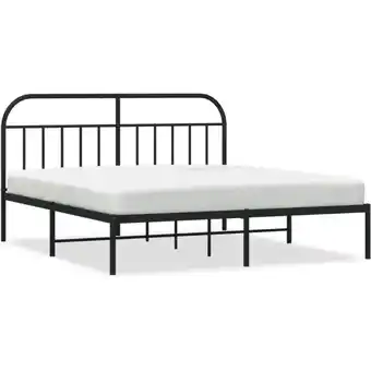 ManoMano Bettgestell mit Kopfteil, Doppelbett, Schlafzimmerbett Metall Schwarz 160x200 cm LLLA532607 Maisonchic Angebot