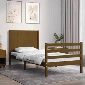 ManoMano Massivholzbett mit Kopfteil, Einzelbett, Bettrahmen, Schlafzimmerbett Honigbraun 90x200 cm LLLA963313 Maisonchic Angebot