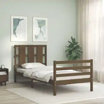 ManoMano Massivholzbett mit Kopfteil, Einzelbett, Bettrahmen, Schlafzimmerbett Honigbraun 90x200 cm LLLA934011 MaisonChic Angebot