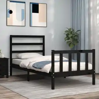 ManoMano Massivholzbett mit Kopfteil, Einzelbett, Bettrahmen, Schlafzimmerbett Schwarz 90x200 cm LLLA660540 Maisonchic Angebot