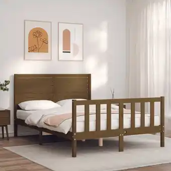 ManoMano Massivholzbett mit Kopfteil, Doppelbett, Schlafzimmerbett, Bettgestell Honigbraun 120x200 cm LLLA194121 Maisonchic Angebot