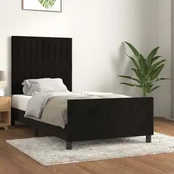 ManoMano Bettgestell mit Kopfteil, Einzelbett, Bettrahmen, Schlafzimmerbett Schwarz 100x200 cm Samt LLLA696767 Maisonchic Angebot