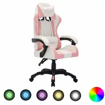 ManoMano Gaming-Stuhl,Bürostuhl Computerstuhl Ergonomisch,Gaming Chair mit RGB LED-Leuchten Rosa und Schwarz Kunstleder -DE89892 - Meh Angebot