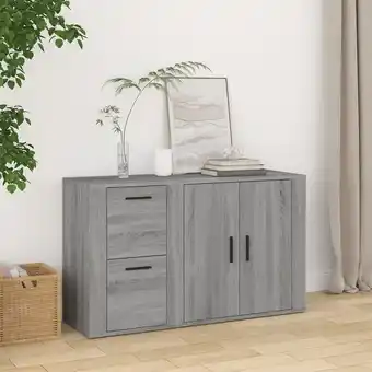 ManoMano Sideboard, Kommode, Küchenschrank, Beistellschrank, Anrichte für Wohnzimmer Grau Sonoma 100x33x59,5 cm Holzwerkstoff LLLA3944 Angebot