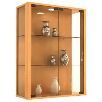 ManoMano Udina Vitrinenschrank Wandhängend mit 2 Glastüren 2 Glasböden Buche dekor. - Braun Angebot