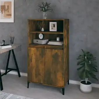 ManoMano Sideboard Highboard Räuchereiche - Kommode Küchenschrank 60x36x110 cm Holzwerkstoff BV713651 Bonnevie Angebot