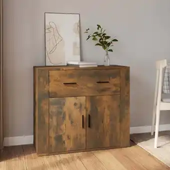 ManoMano Maisonchic - Sideboard Kommode für Wohnzimmer Küche Räuchereiche 80x33x70 cm Holzwerkstoff DE36767 - Braun Angebot