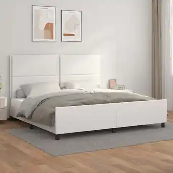 ManoMano Maisonchic - Bettgestell mit Kopfteil, Doppelbett, Schlafzimmerbett Weiß 200x200 cm Kunstleder LLLA167652 Angebot